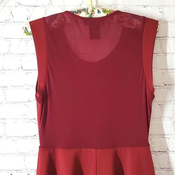 MM Couture Miss Me Merlot Wine Cranberry Sleeveless Sheer Back Midi Dress Size M - Picture 9 of 13
